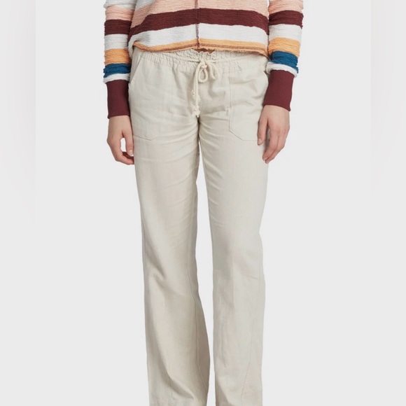 NWOT Roxy Oceanside Flared Pants Size Medium Stone/Khaki Color - Picture 10 of 14